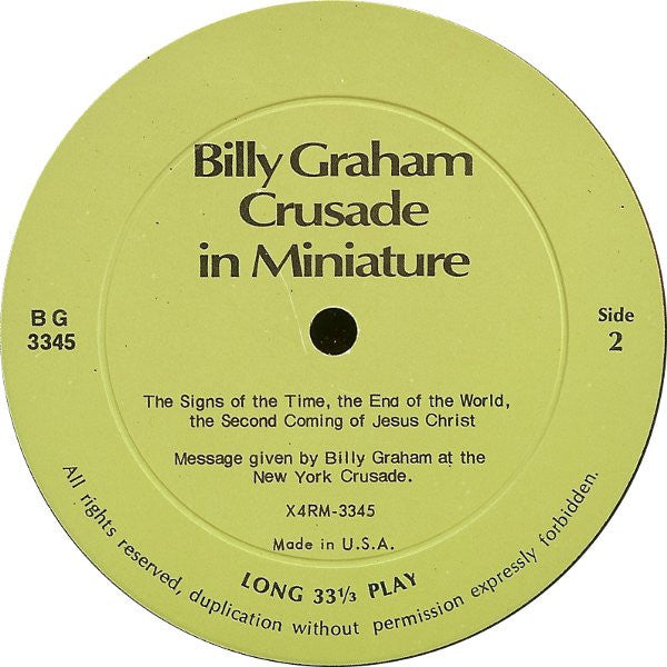 Various : Billy Graham - Crusade In Miniature (LP, Album)