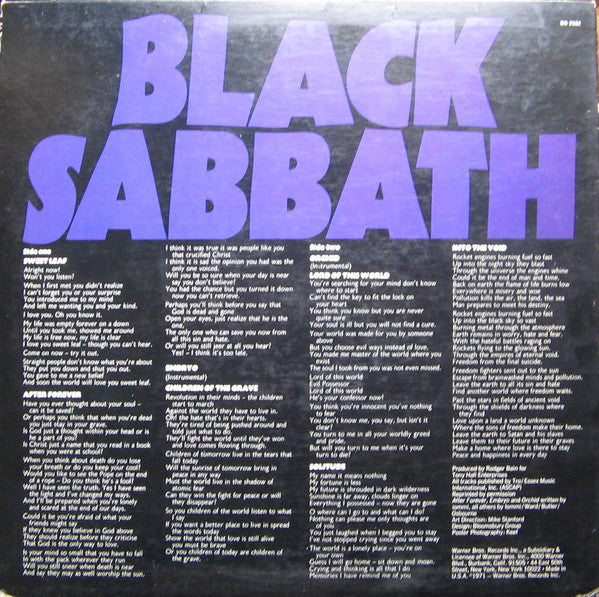 Black Sabbath : Master Of Reality (LP, Album, RE, Win)