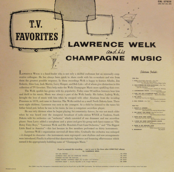 Lawrence Welk And His Champagne Music : T. V. Favorites (LP, Album, Mono)