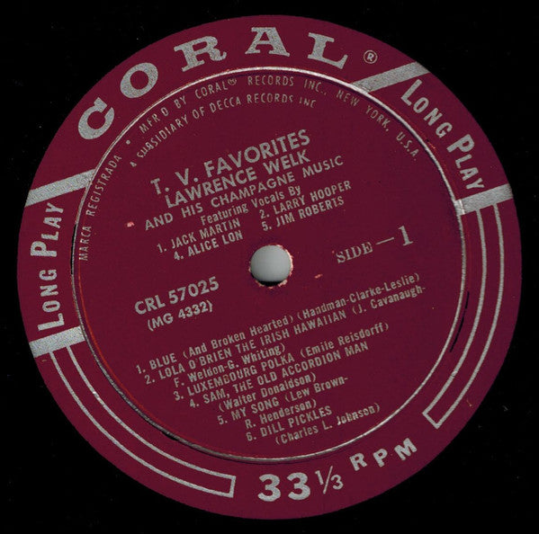 Lawrence Welk And His Champagne Music : T. V. Favorites (LP, Album, Mono)