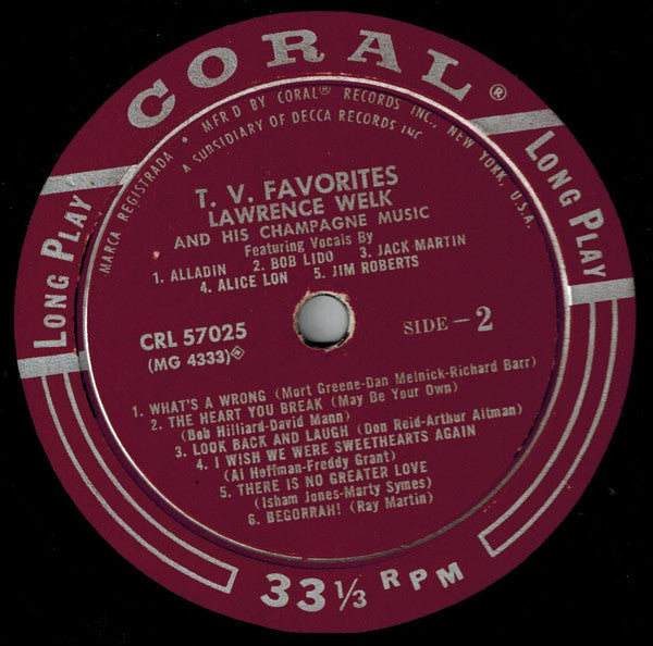 Lawrence Welk And His Champagne Music : T. V. Favorites (LP, Album, Mono)