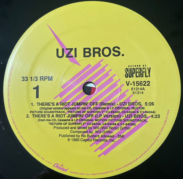 Uzi Bros. / Tone Loc : There's A Riot Jumpin' Off / Cheeba Cheeba (12", Single)