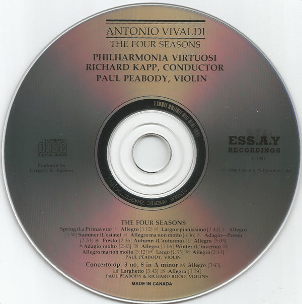 Antonio Vivaldi - Philharmonia Virtuosi, Paul Peabody, Richard Kapp : The Four Seasons (CD)