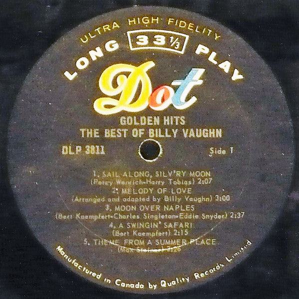 Billy Vaughn : Golden Hits: The Best Of Billy Vaughn (LP, Album, Comp, Mono)