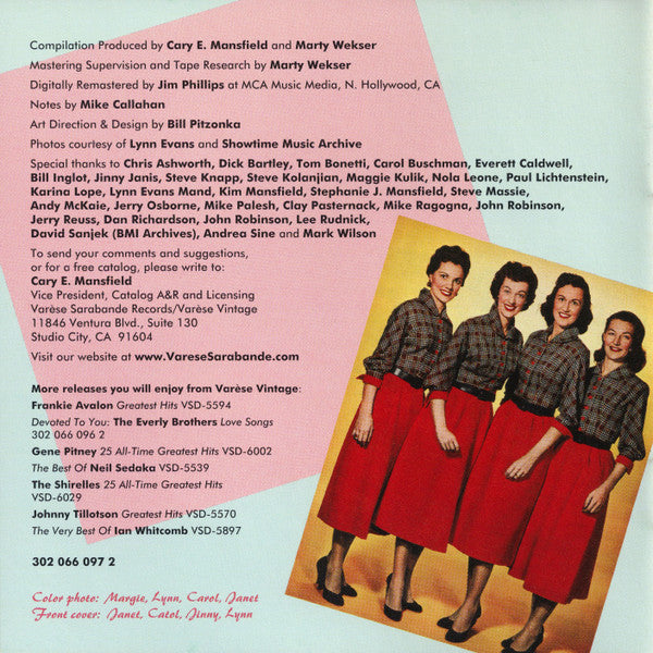 The Chordettes : 25 All-Time Greatest Recordings (CD, Comp, Mono)