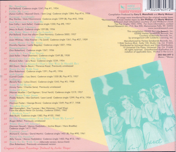 The Chordettes : 25 All-Time Greatest Recordings (CD, Comp, Mono)