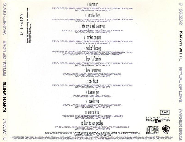 Karyn White : Ritual Of Love (CD, Album, Club)