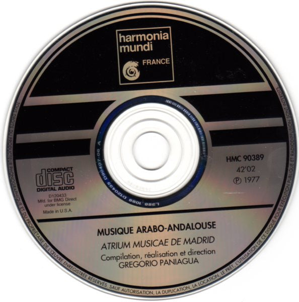 Atrium Musicae De Madrid Dir. Gregorio Paniagua : Musique Arabo-Andalouse (CD, Album, Club, RE)