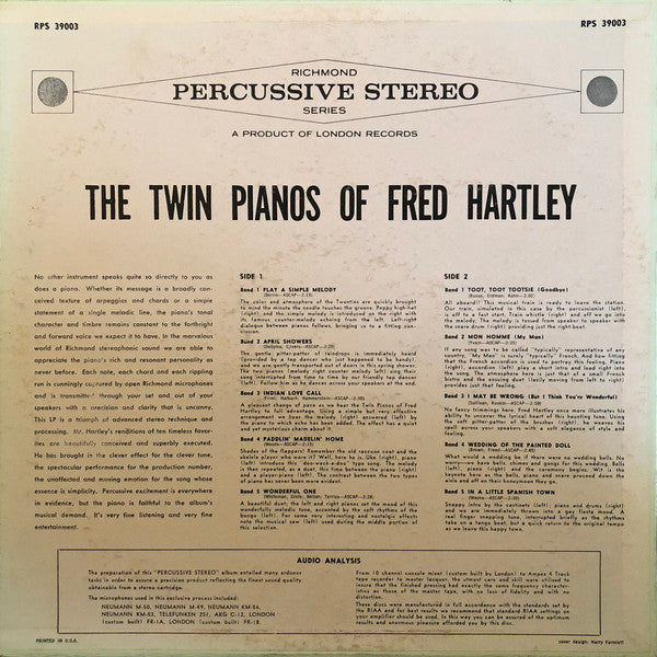 Fred Hartley : The Twin Pianos Of Fred Hartley (LP)