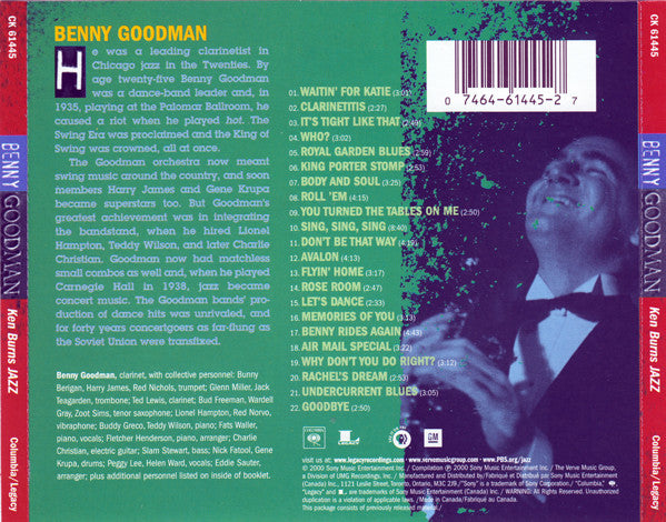 Benny Goodman : Ken Burns Jazz (CD, Comp)