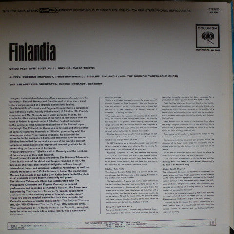 The Philadelphia Orchestra : Finlandia (LP, Album, RP)