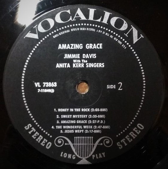 Jimmie Davis With The Anita Kerr Singers : Amazing Grace (LP, Album)