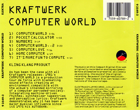 Kraftwerk : Computer World (CD, Album, RE, RP)