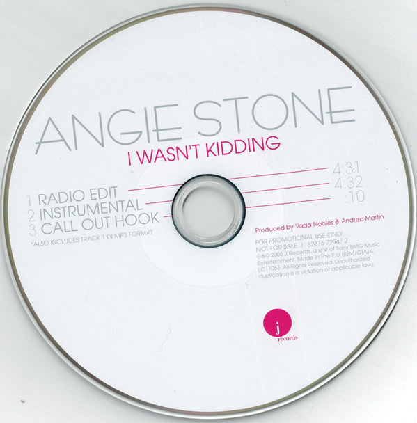 Angie Stone : I Wasn't Kidding (CD, Single, M/Print, Promo)