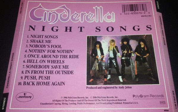 Cinderella (3) : Night Songs (CD, Album, RP)