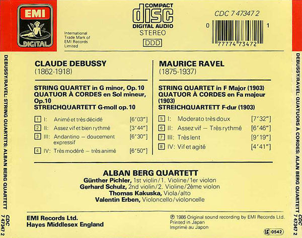 Claude Debussy, Maurice Ravel, Alban Berg Quartett : Quatuors A Cordes (CD)