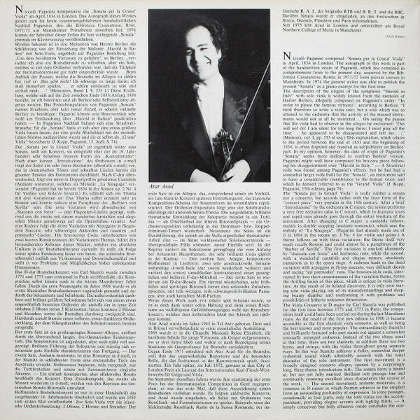 Niccolò Paganini ∙ Carl Stamitz ∙ Franz Anton Hoffmeister, Atar Arad ∙ Philharmonia Hungarica ∙ Reinhard Peters : Viola Concertos (LP, Gat)