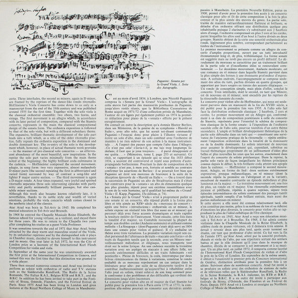 Niccolò Paganini ∙ Carl Stamitz ∙ Franz Anton Hoffmeister, Atar Arad ∙ Philharmonia Hungarica ∙ Reinhard Peters : Viola Concertos (LP, Gat)