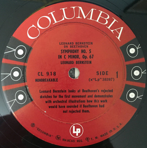 Leonard Bernstein, Ludwig van Beethoven, The Philharmonic Symphony Orchestra of New York, Bruno Walter : Leonard Bernstein On Beethoven Symphony No. 5 In C Minor, Op. 67 (LP, Gat)