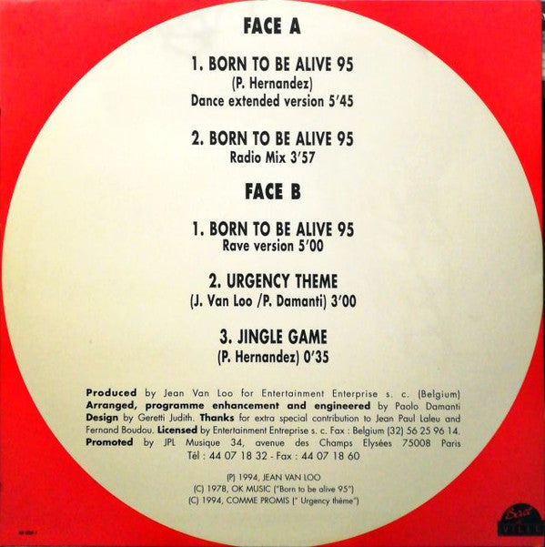 Urgency : Born To Be Alive 95 (12")