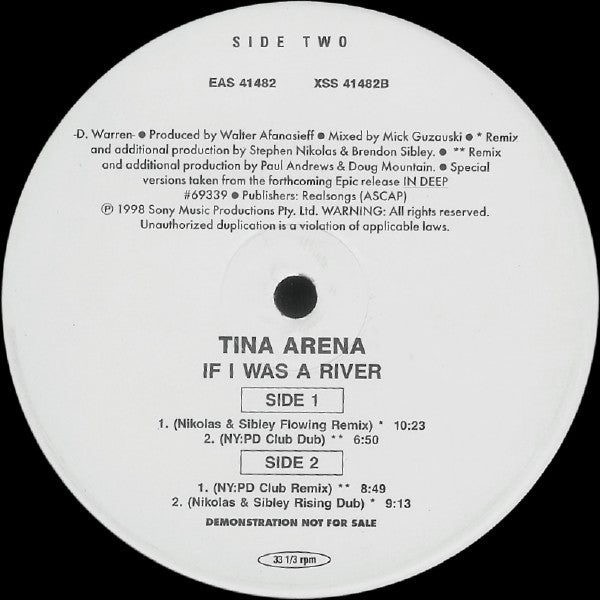Tina Arena : If I Was A River (12", Promo)