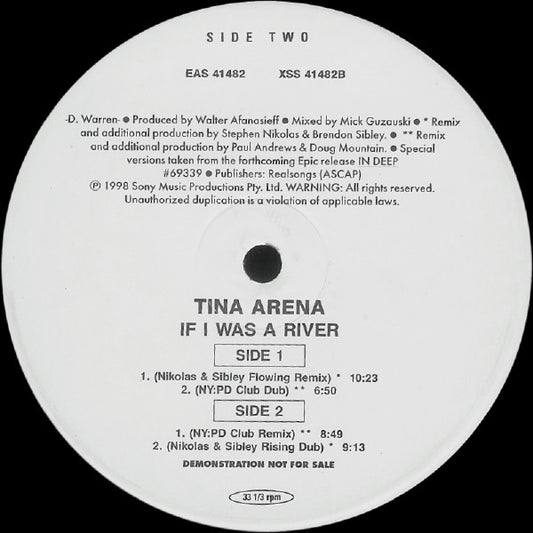 Tina Arena : If I Was A River (12", Promo)