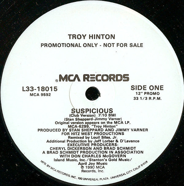 Troy Hinton : Suspicious (12", Promo)