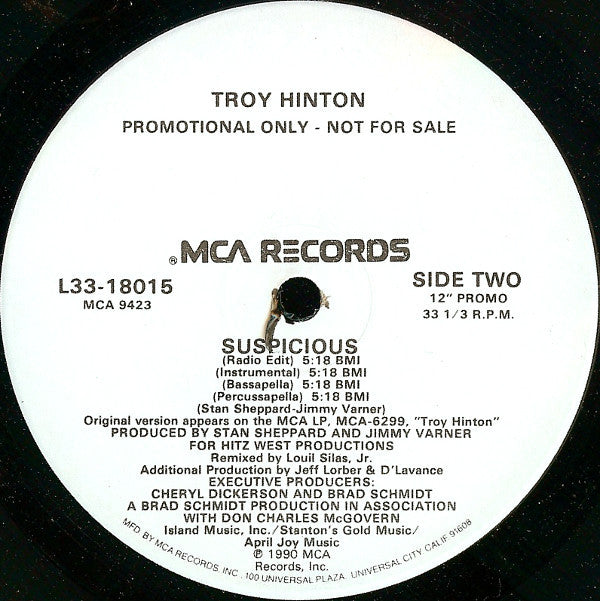 Troy Hinton : Suspicious (12", Promo)