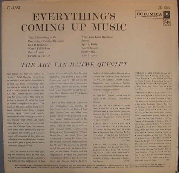 The Art Van Damme Quintet : Everything's Coming Up Music (LP, Mono)
