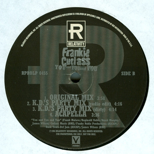 Frankie Cutlass : You And You And You (12", Promo)