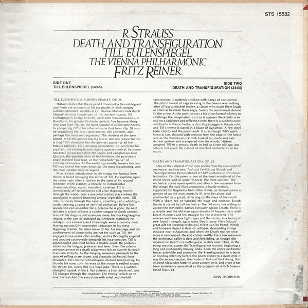 Wiener Philharmoniker, Fritz Reiner / Richard Strauss : Death And Transfiguration / Till Eulenspiegel (LP, Album, RE)