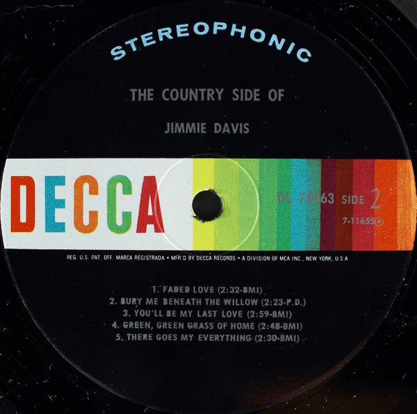 Jimmie Davis : The Country Side Of Jimmie Davis (LP, Album)