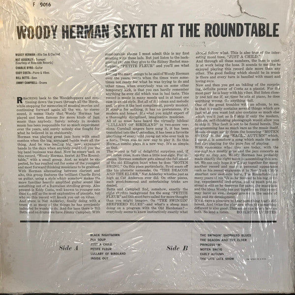 Woody Herman Sextet : At The Roundtable (LP, Album, Mono, RE)