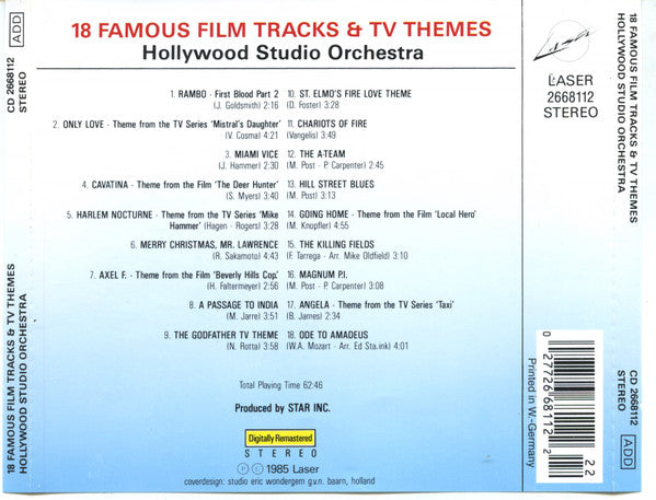 Hollywood Studio Orchestra (2) : 18 Famous Film Tracks & TV Themes (CD, Comp, RE)