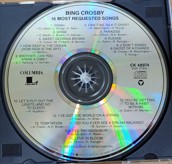 Bing Crosby : 16 Most Requested Songs (CD, Comp, Mono, RE)