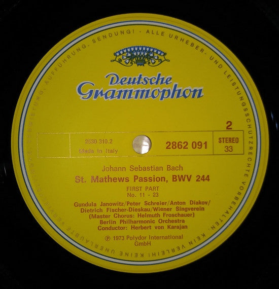 Johann Sebastian Bach  :  Wiener Singverein, Berliner Philharmoniker, Herbert Von Karajan : Matthäus-Passion (St. Matthew Passion) (4xLP, wit + Box)