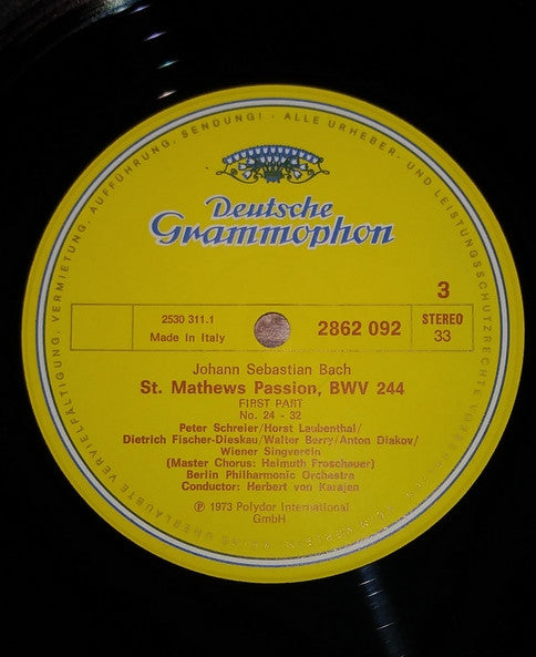 Johann Sebastian Bach  :  Wiener Singverein, Berliner Philharmoniker, Herbert Von Karajan : Matthäus-Passion (St. Matthew Passion) (4xLP, wit + Box)