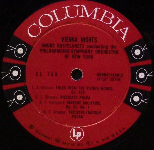 Various, André Kostelanetz Conducting The The New York Philharmonic Orchestra : Vienna Nights (LP, Album, Comp)