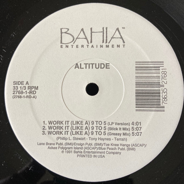 Altitude (3) : Work It (Like A) 9 To 5 (12", Promo)