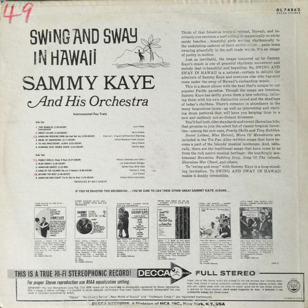 Sammy Kaye And His Orchestra : Swing And Sway In Hawaii (LP, Album)