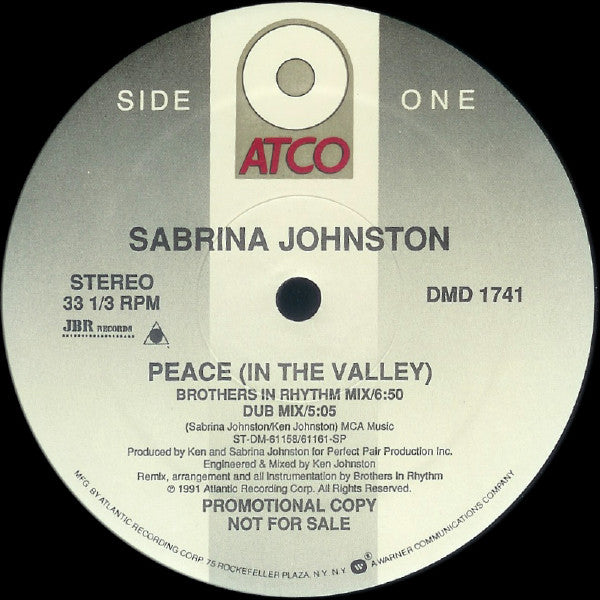 Sabrina Johnston : Peace (In The Valley) (12", Promo)