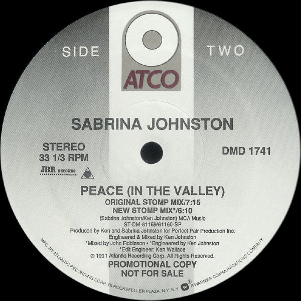Sabrina Johnston : Peace (In The Valley) (12", Promo)