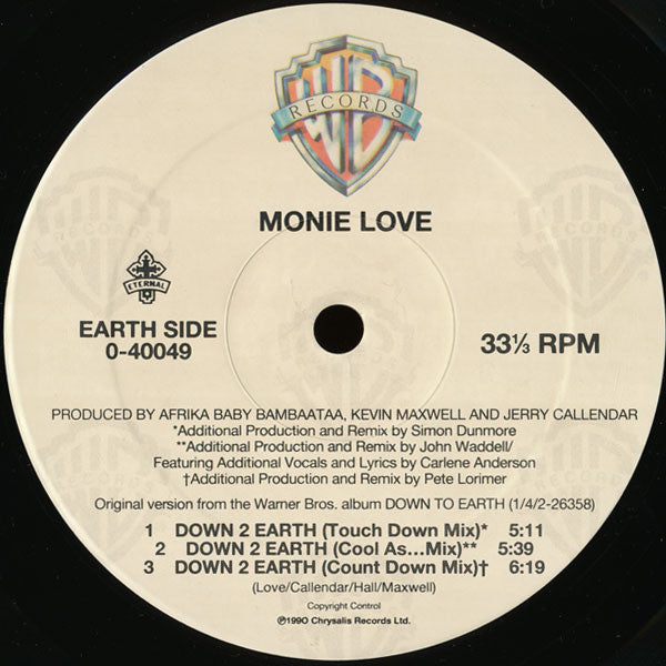 Monie Love : Down 2 Earth / Don't Funk Wid The Mo (12")