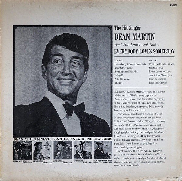Dean Martin : Everybody Loves Somebody (LP, Album, Pit)