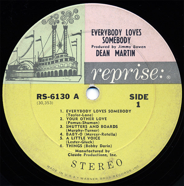 Dean Martin : Everybody Loves Somebody (LP, Album, Pit)