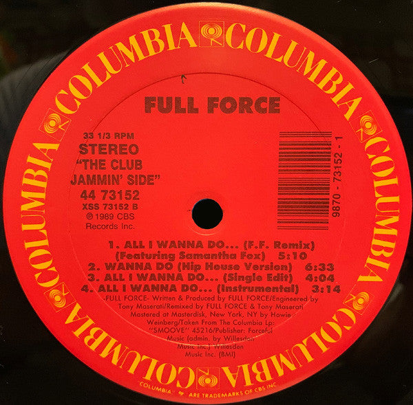 Full Force : Kiss Those Lips / All I Wanna Do (12")