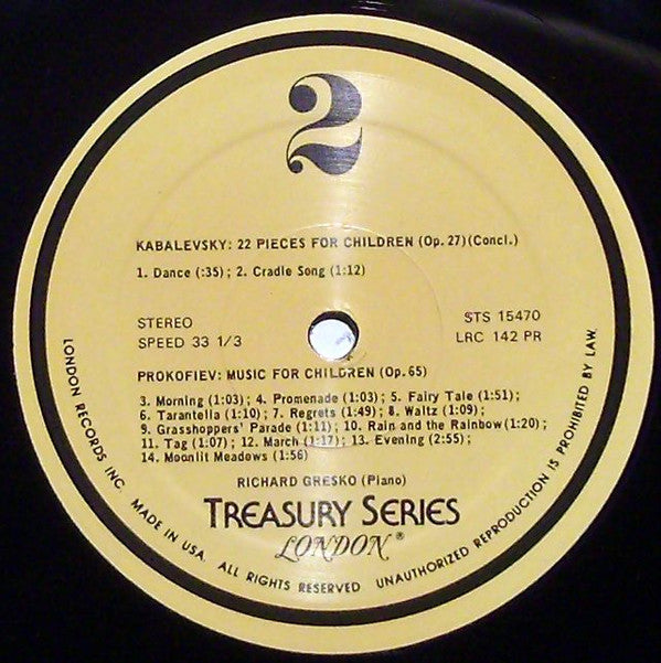Sergei Prokofiev / Dmitry Kabalevsky, Richard Gresko : Music For Children, Op.65 / Twenty-Two Pieces For Children, Op.27 (LP, Album, RE)