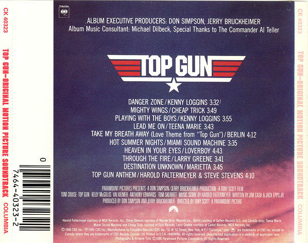 Various : Top Gun Original Motion Picture Soundtrack (CD, Album, Den)