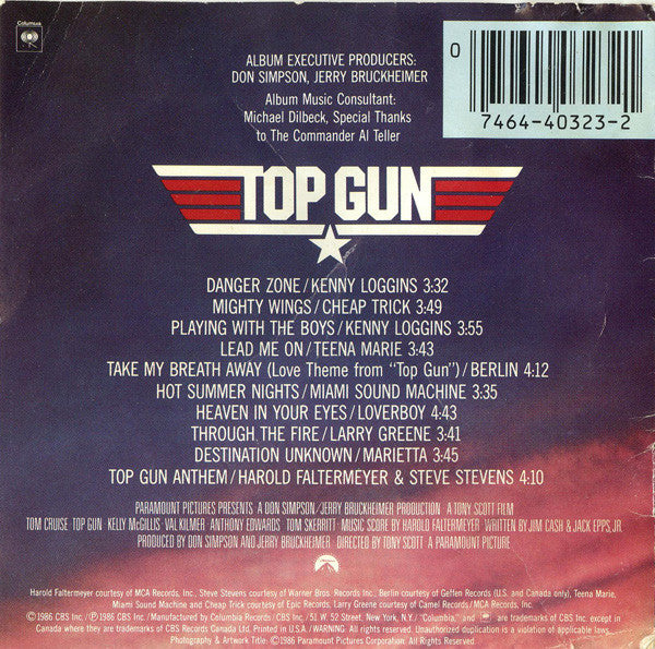 Various : Top Gun Original Motion Picture Soundtrack (CD, Album, Den)