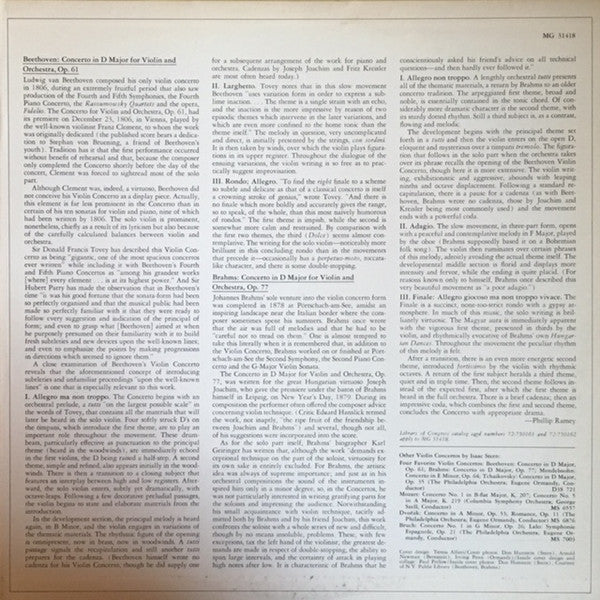 Isaac Stern : The Great Beethoven & Brahms Violin Concertos (2xLP, Comp)
